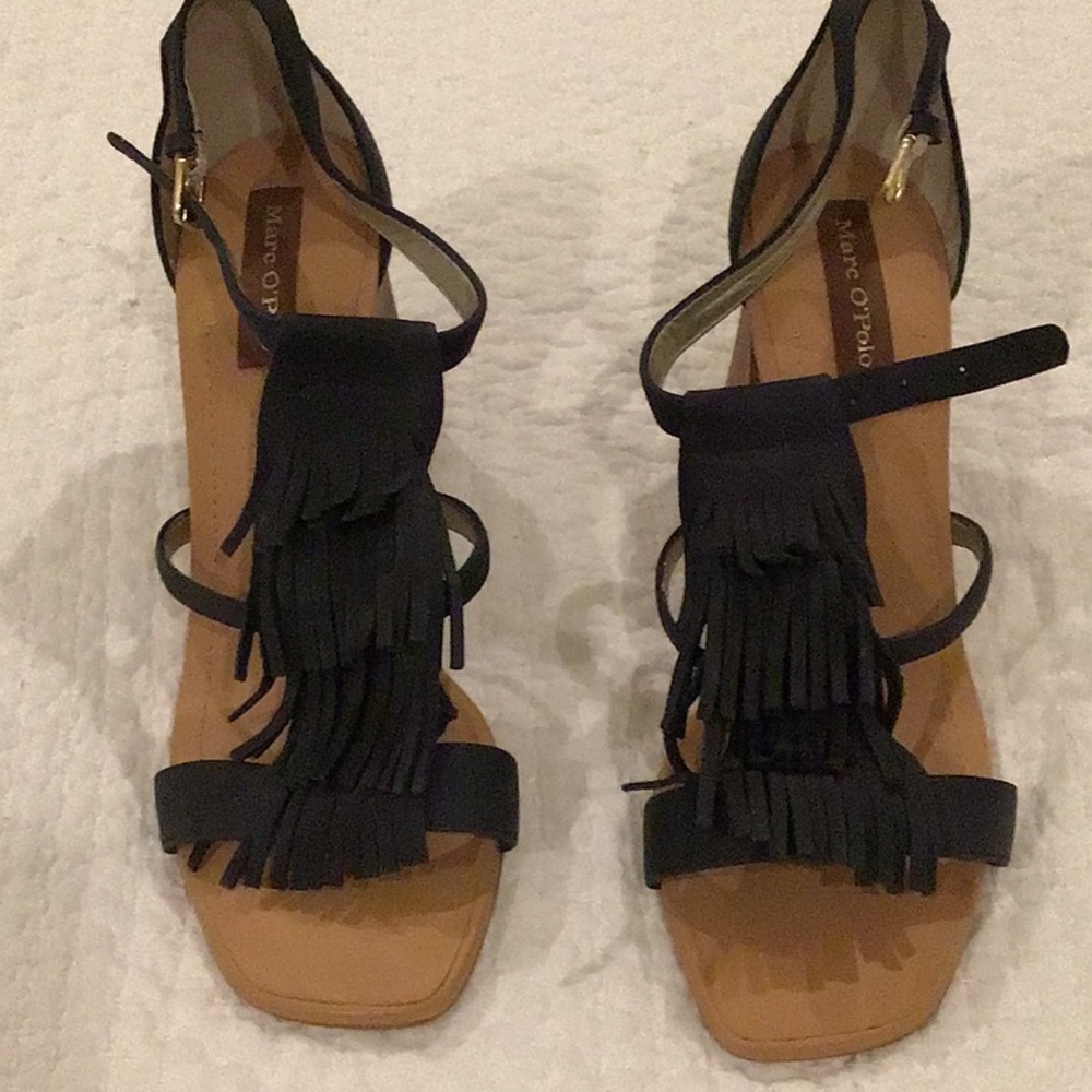 Dark Blue Fringe Sandals European brand: Marco Polo